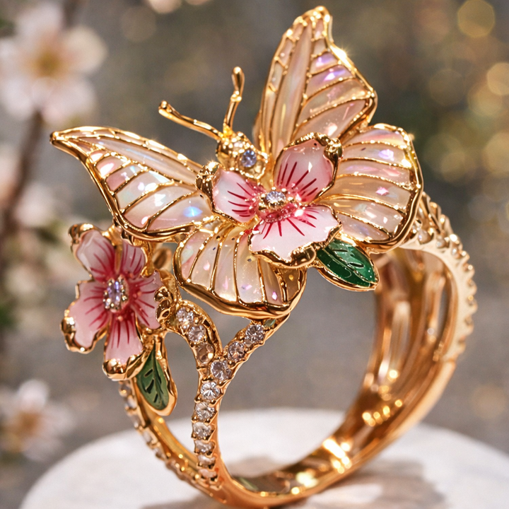 Třpytivý prsten motýl zirkonie