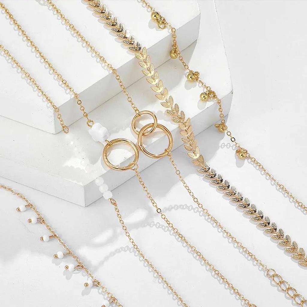 Boho sada náramků zlatá barva