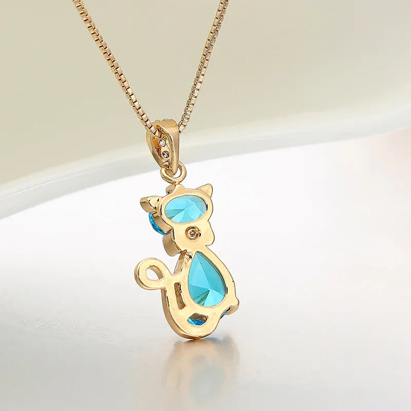 Náhrdelník kočka krystalový přívěsek