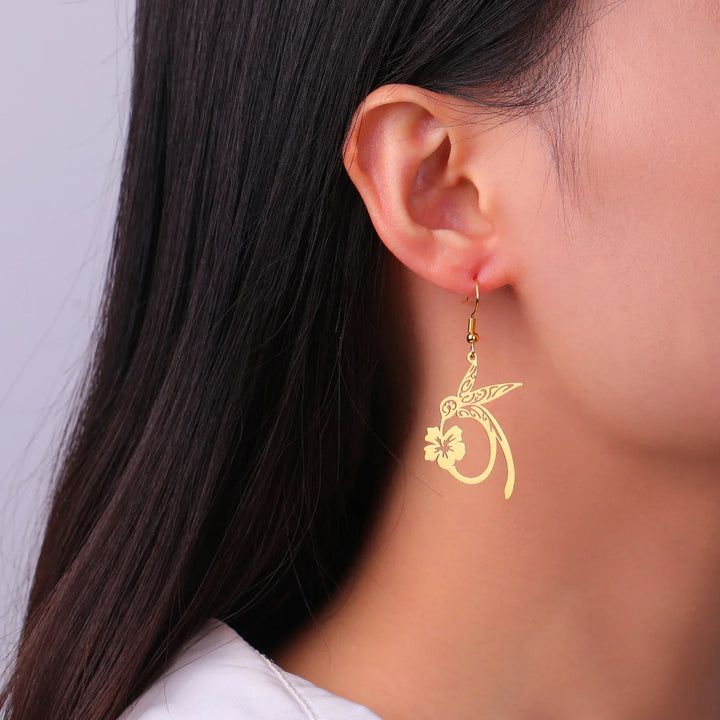 Nerezové náušnice duch kolibřík