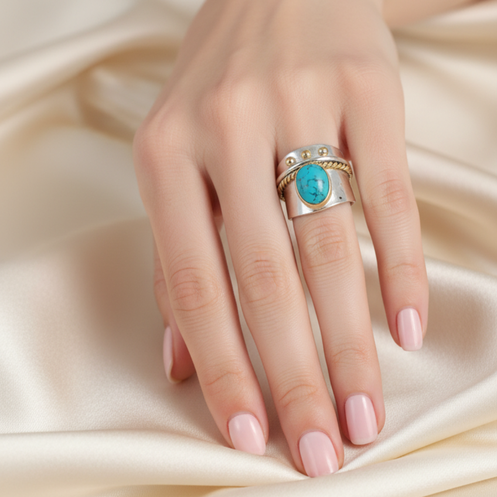 Široký prsten s tyrkysem