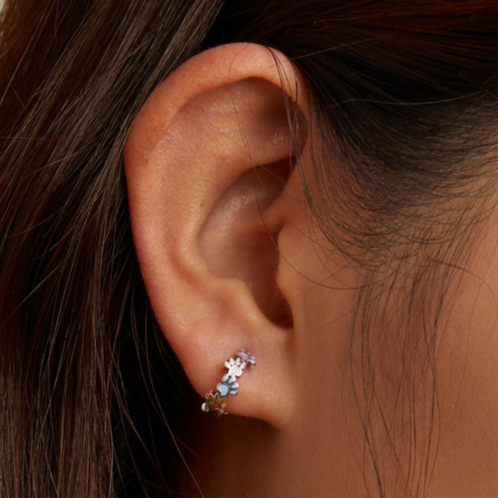 Barevné stříbrné náušnice tlapky