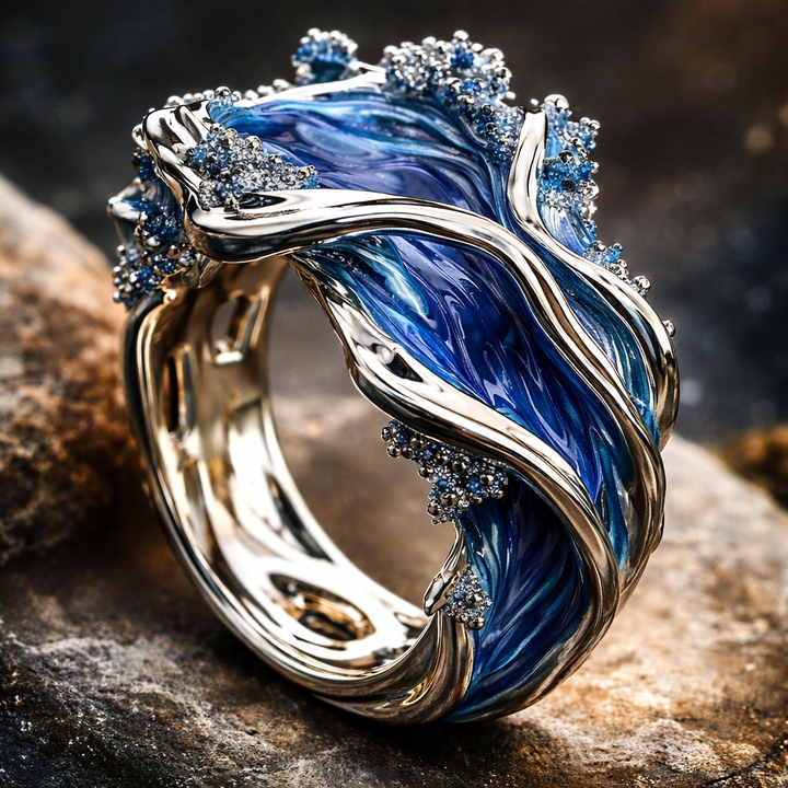 Retro prsten vlnící oceán