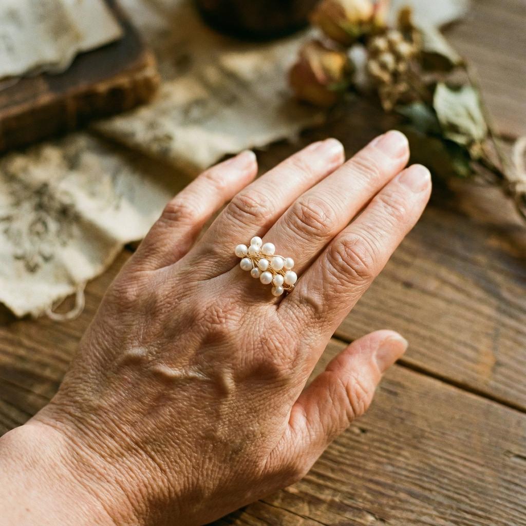 Retro ring met parelnestjes