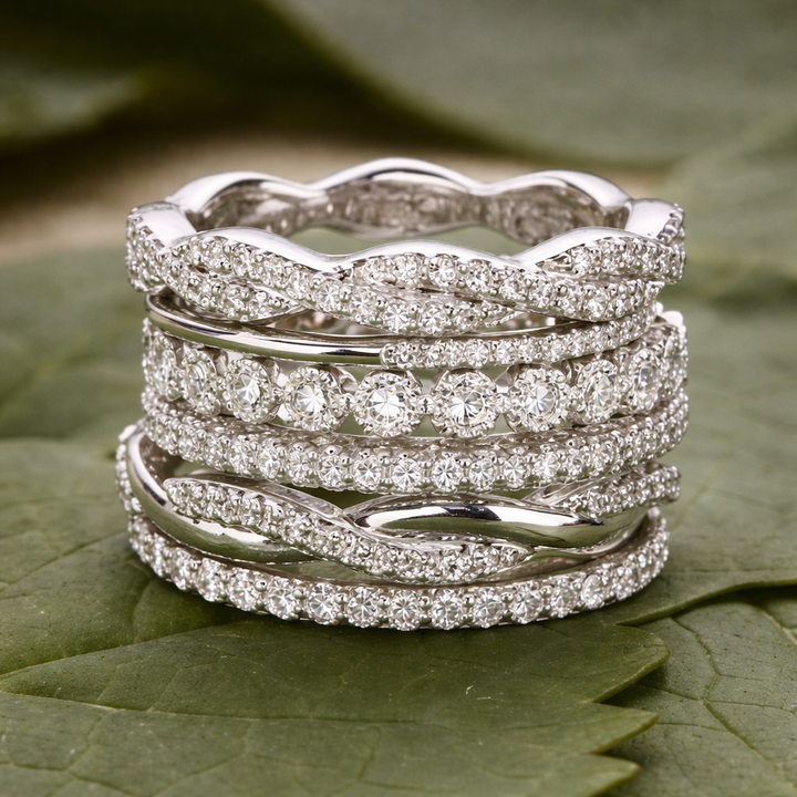 Elegantní vrstvený prsten zirkonie