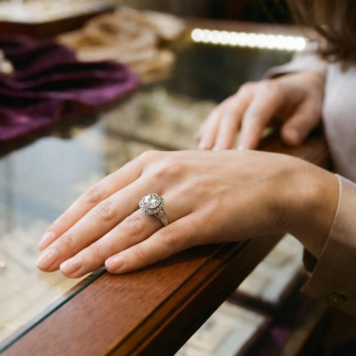 Retro prsten krystalové stříbro