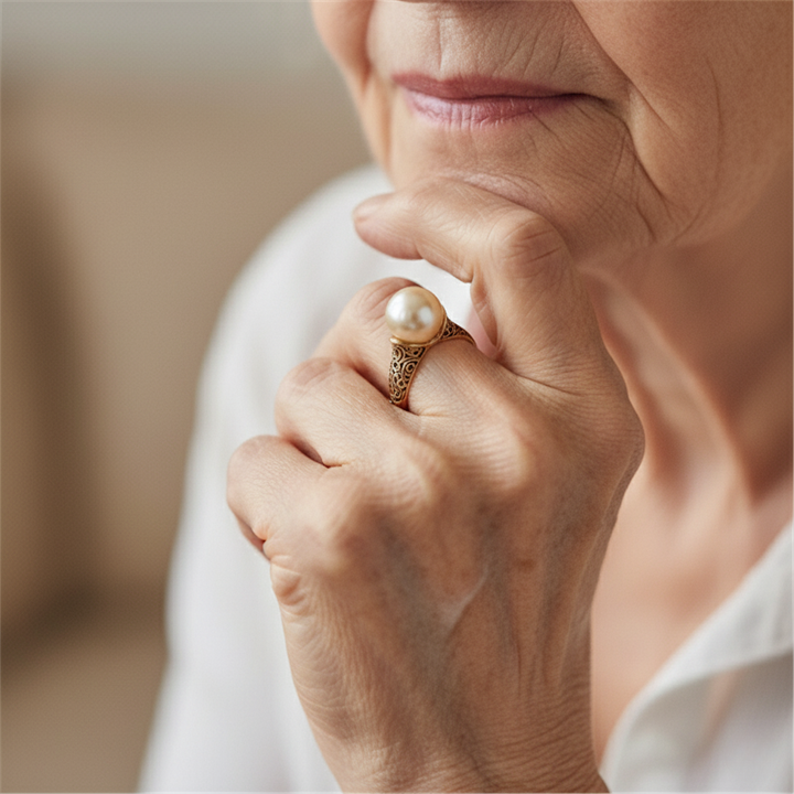 Retro gouden ring met parel