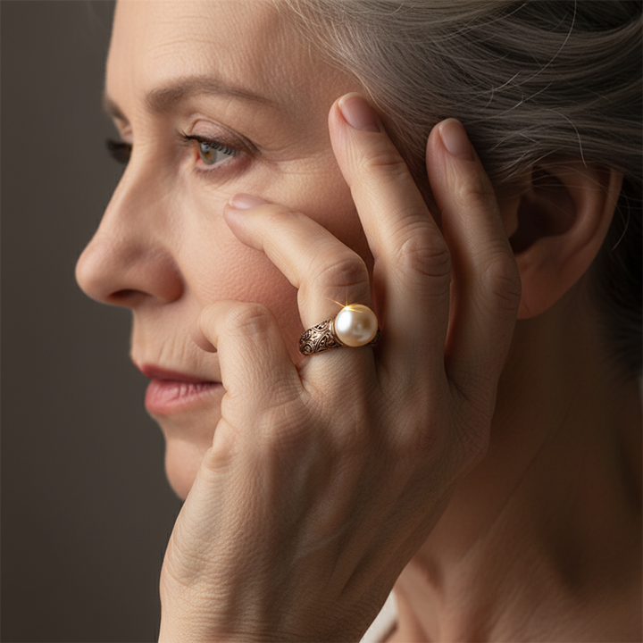 Retro gouden ring met parel