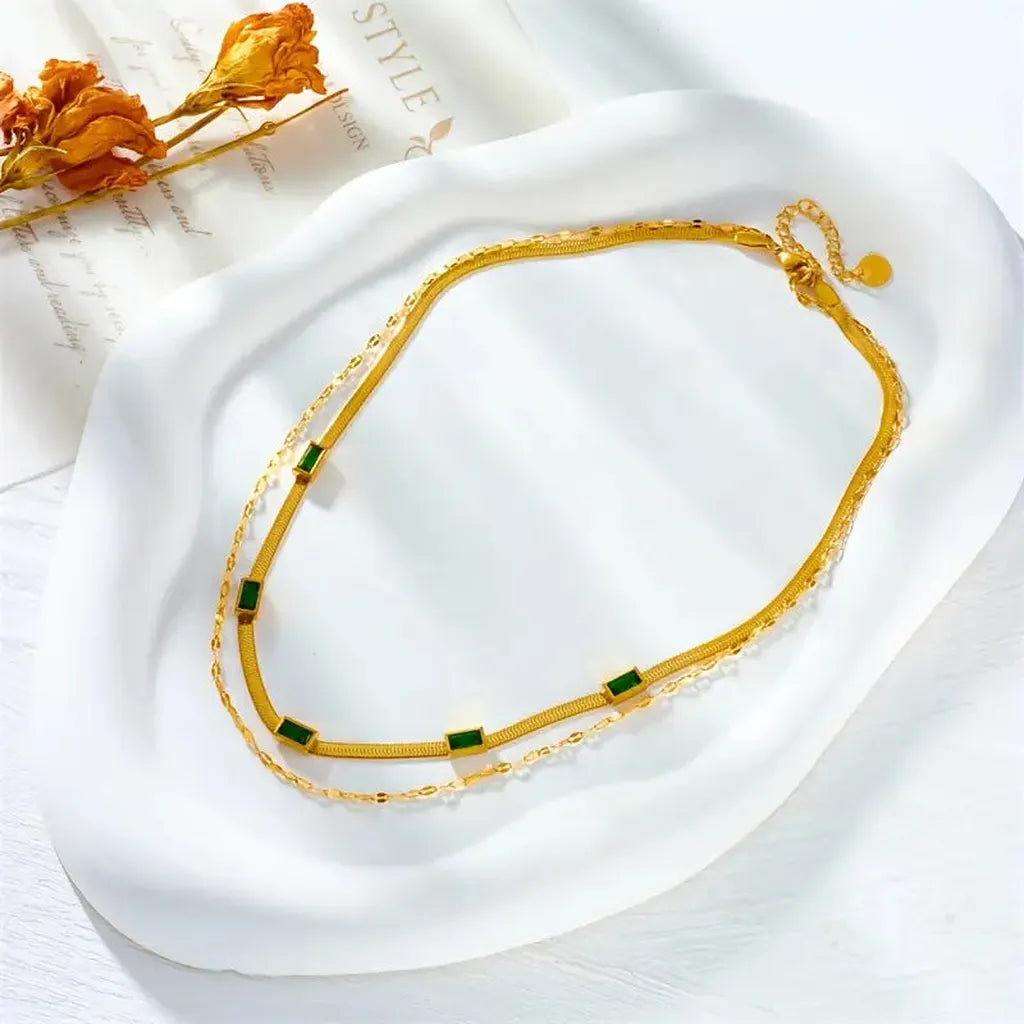 Retro zlatý dvouvrstvý náhrdelník Sorella