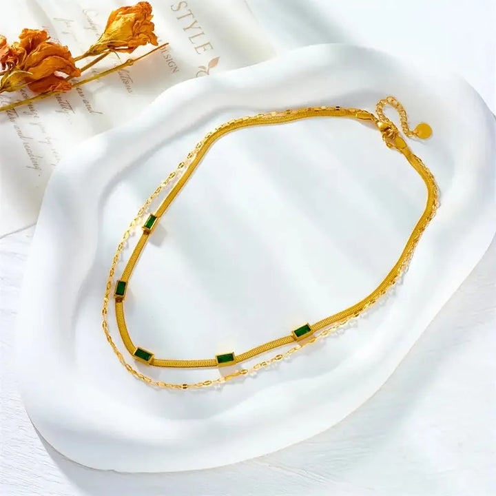 Retro zlatý dvouvrstvý náhrdelník Sorella