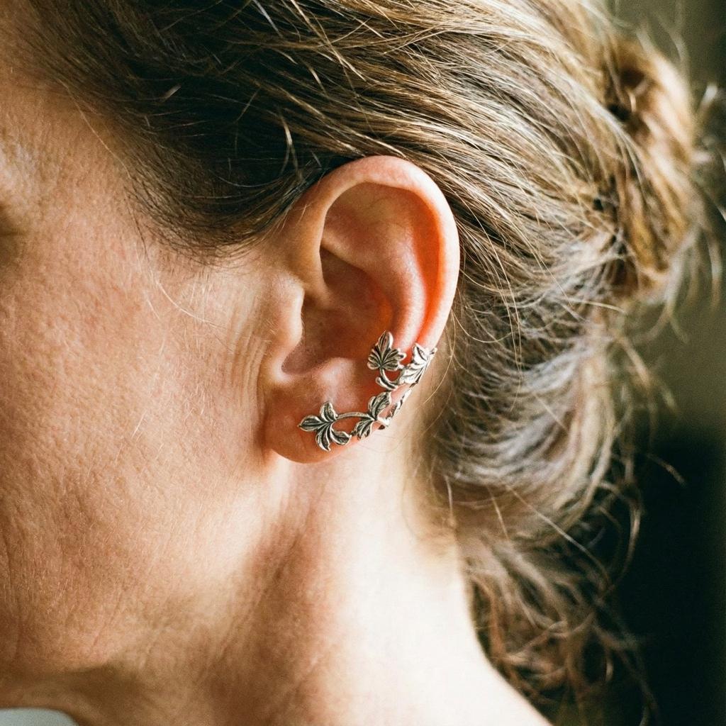 Retro klipové květinové náušnice