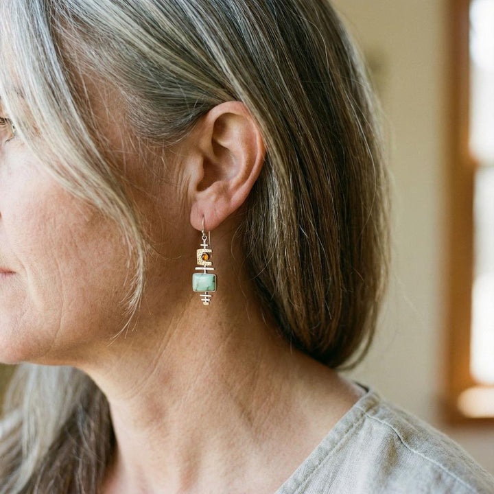 Retro náušnice zelený kámen