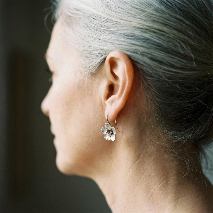 Retro náušnice stříbro zlato s květy