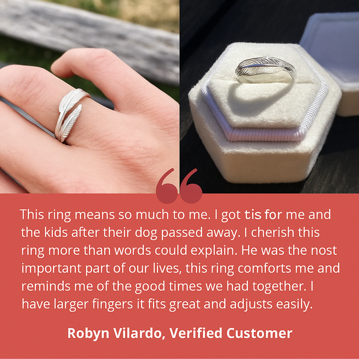 Nastavitelný prsten andělské péro