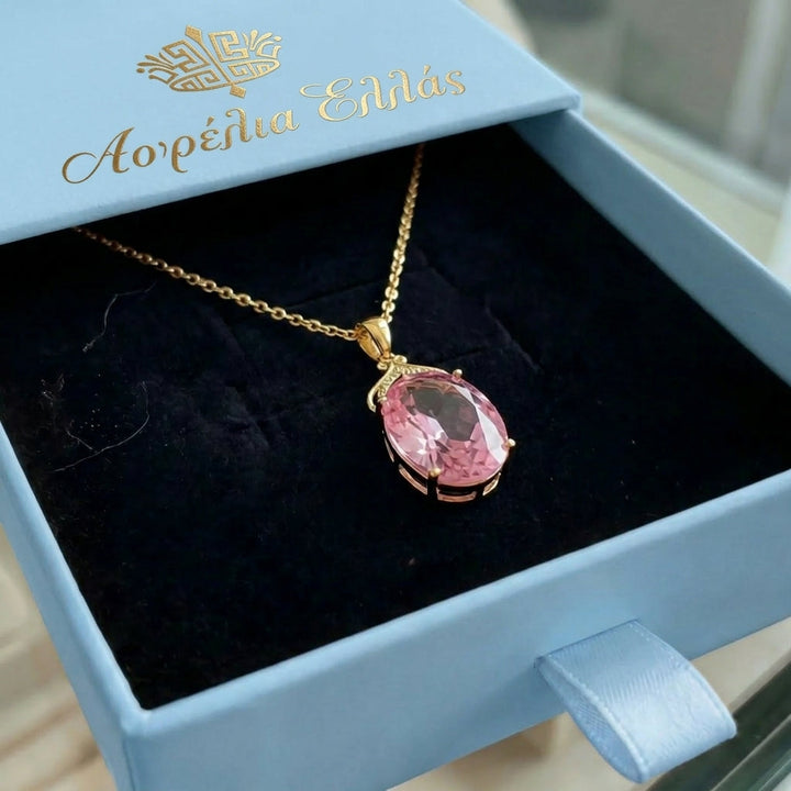 Roze Saffier Keizerlijk Ovaal Collier | Goud