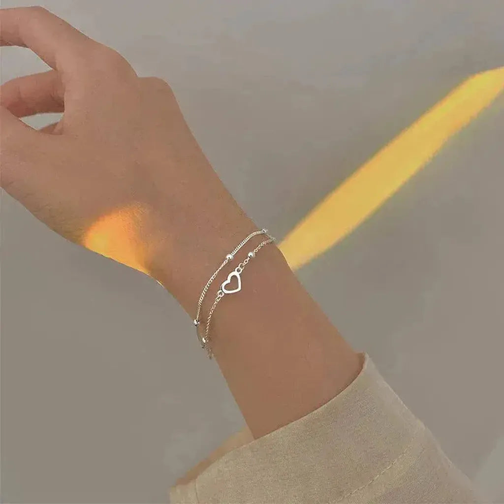 Nastavitelný stříbrný náramek srdce