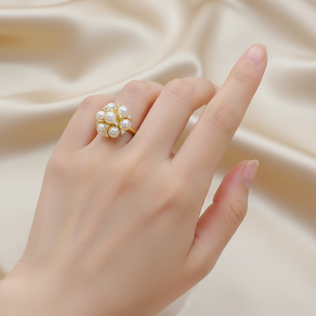 Nastavitelný prsten roztomilé perly