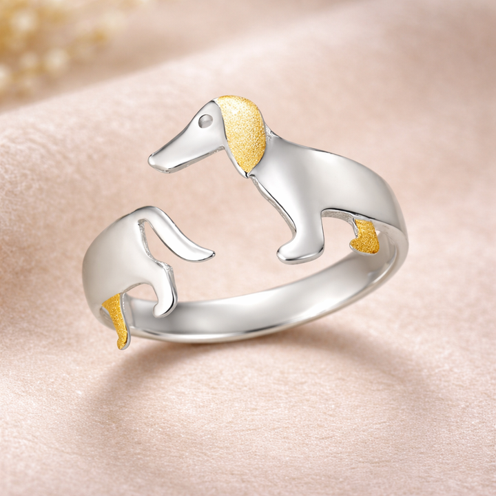 Nastavitelný stříbrný prsten pes