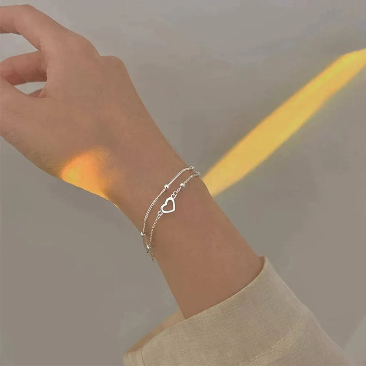 Nastavitelný stříbrný náramek srdce