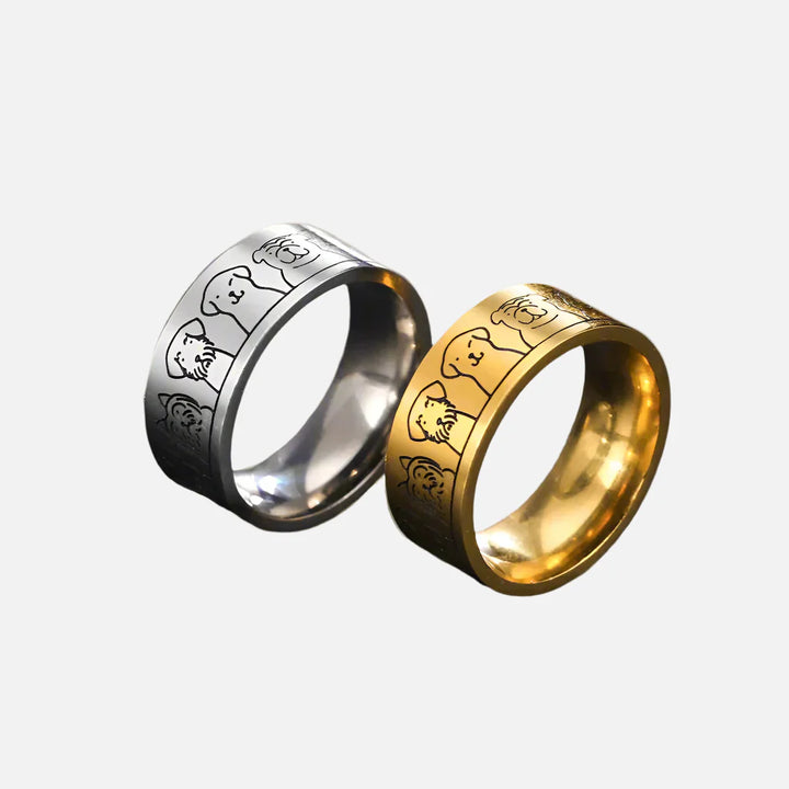 Nerezový prsten pes gravírovaný