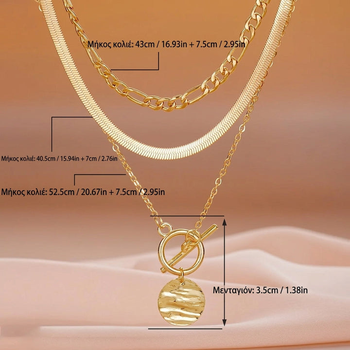 Savira náhrdelník s vrstvenými texturovanými mincemi