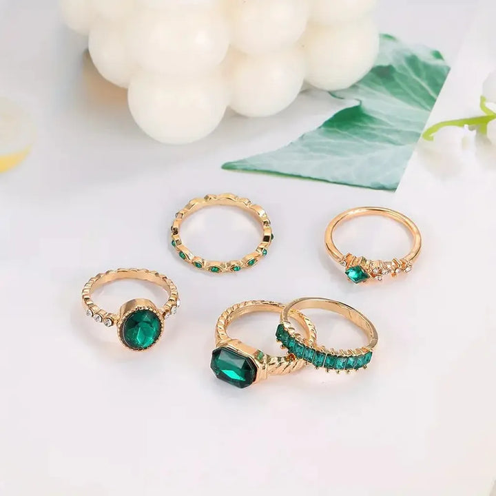 Set Ringen Smaragdgroene Glans