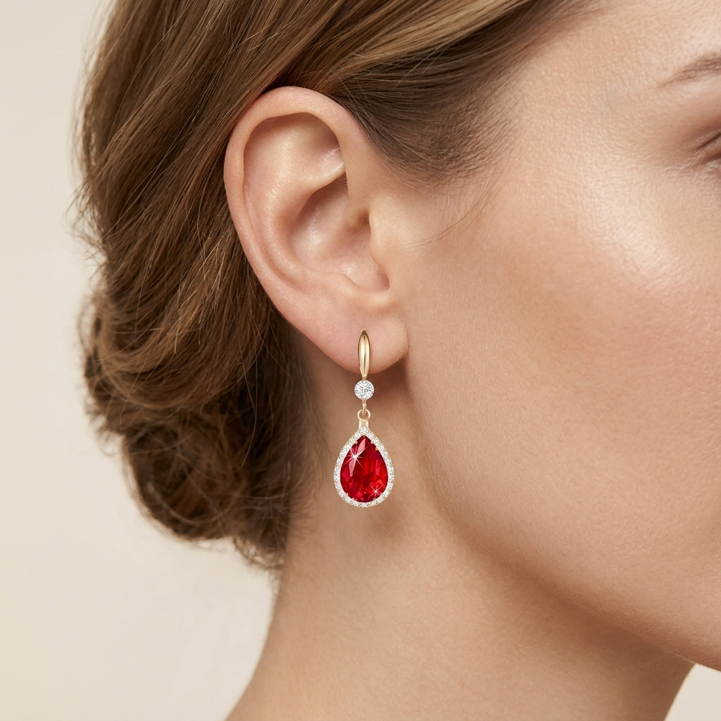 Robijn Oorbellen Druppel