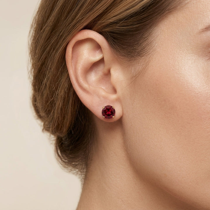 Ronde Robijn Oorbellen | Goud