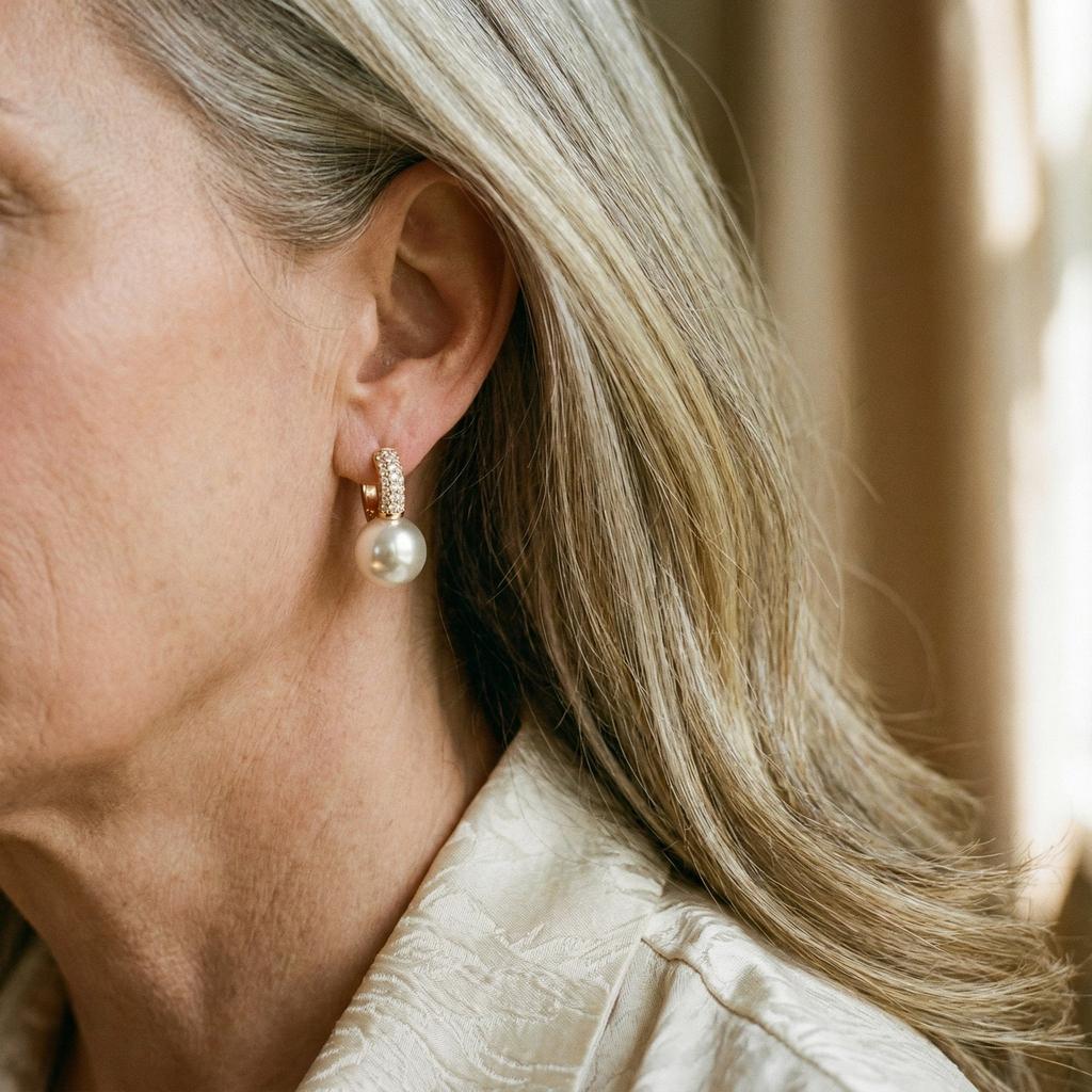 Perlové náušnice se strasem