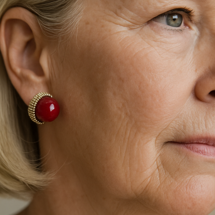 Oorbellen met rode parels