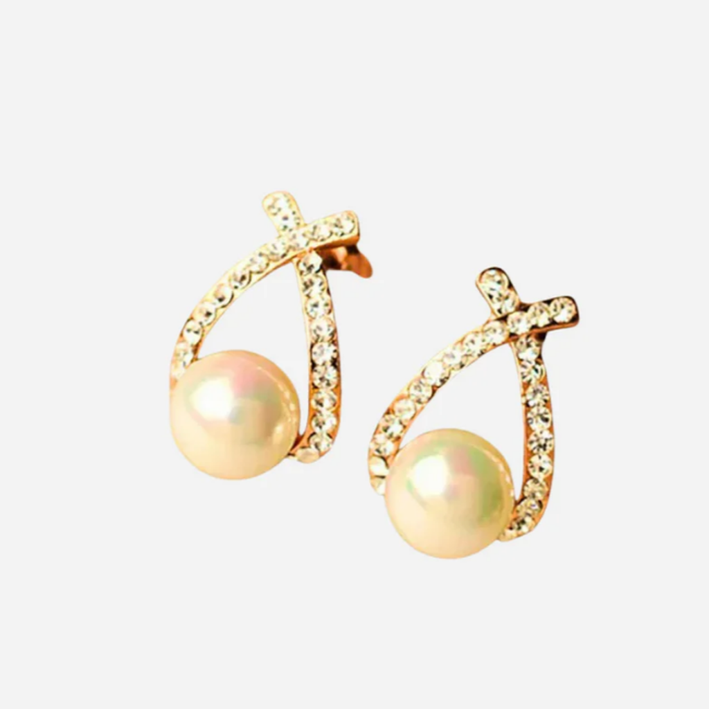 Náušnice perly a splétané krystaly