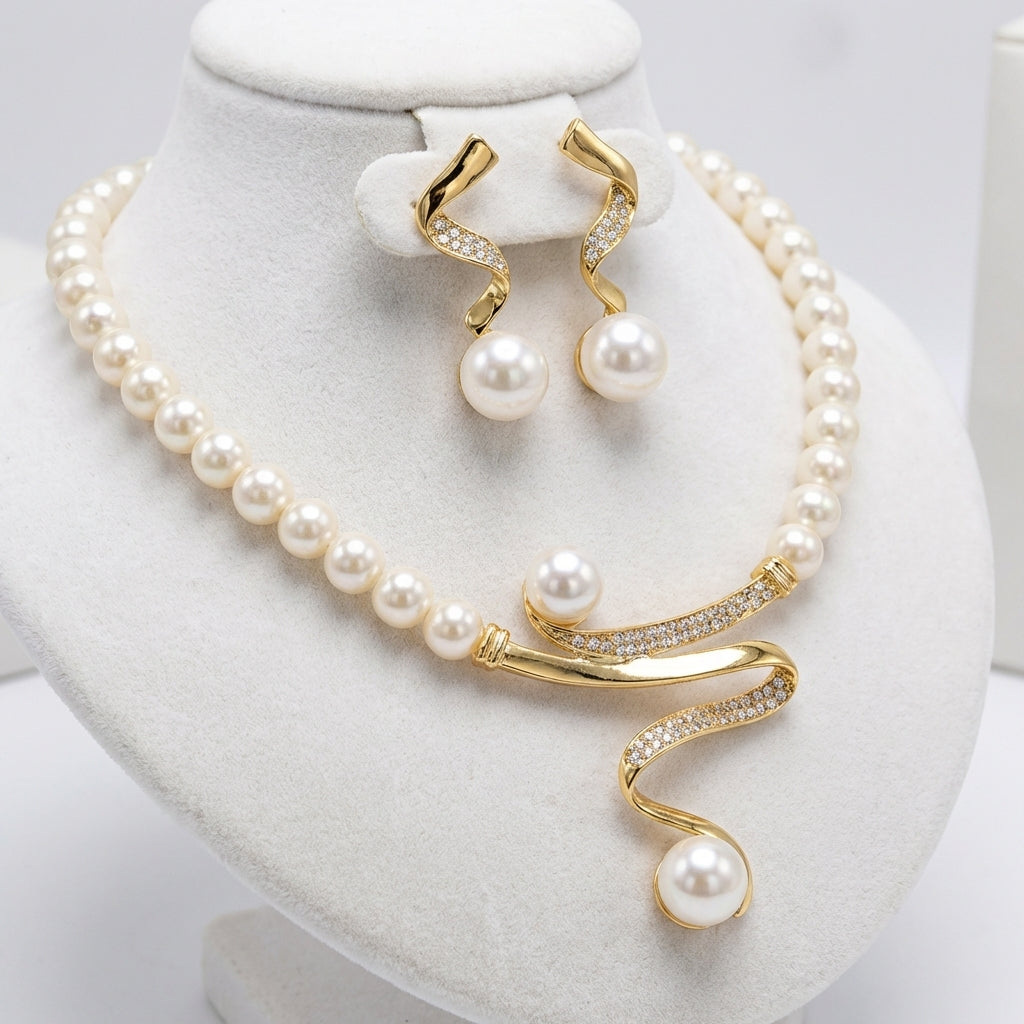 Sada náhrdelník náušnice přírodní perla