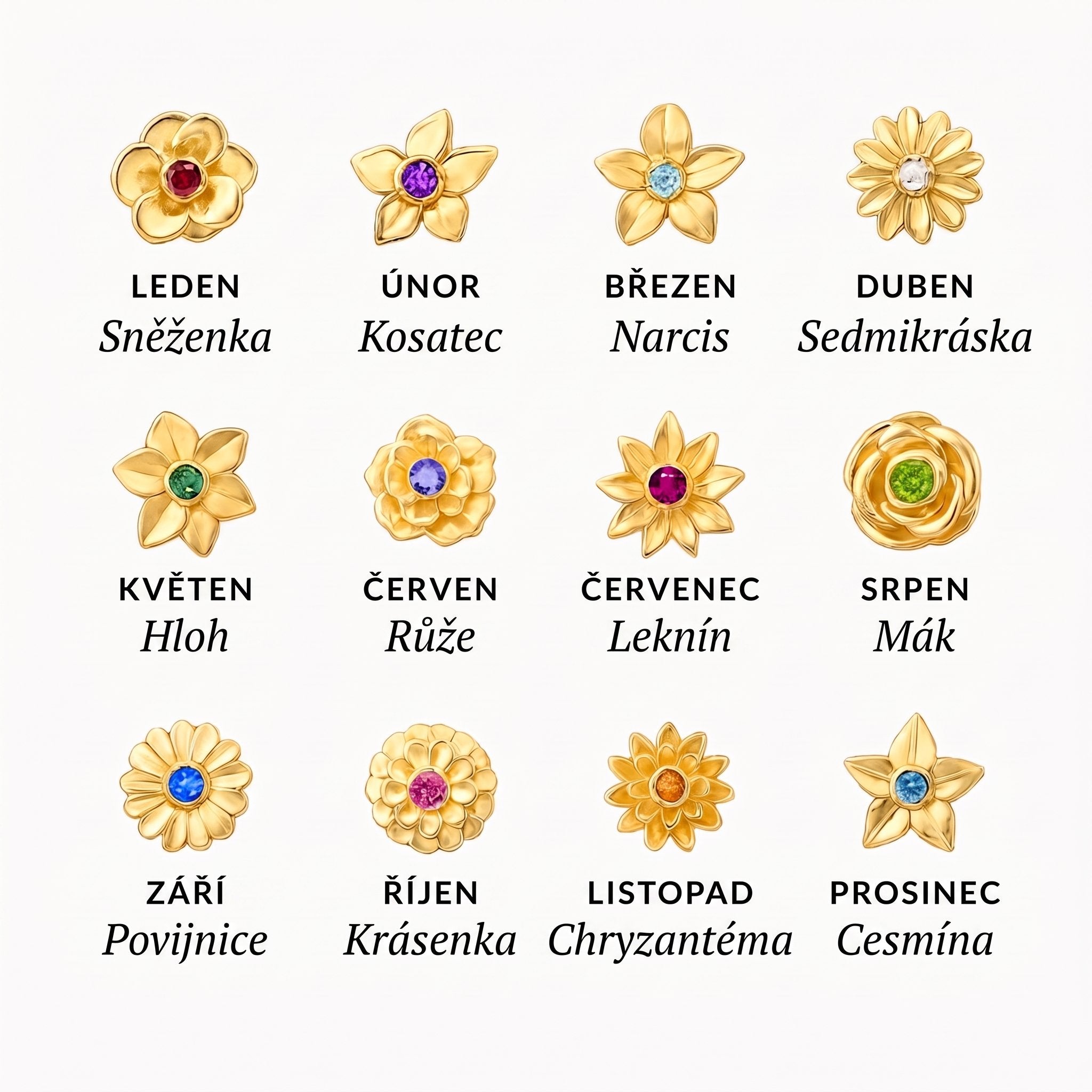 Náramek Květ narození – květiny podle měsíce narození