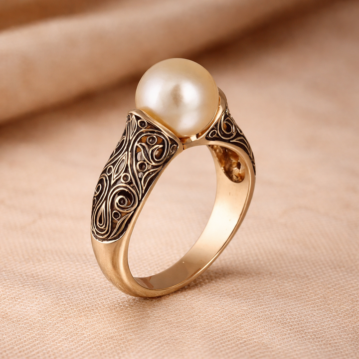 Klasický zlatý prsten s perlou