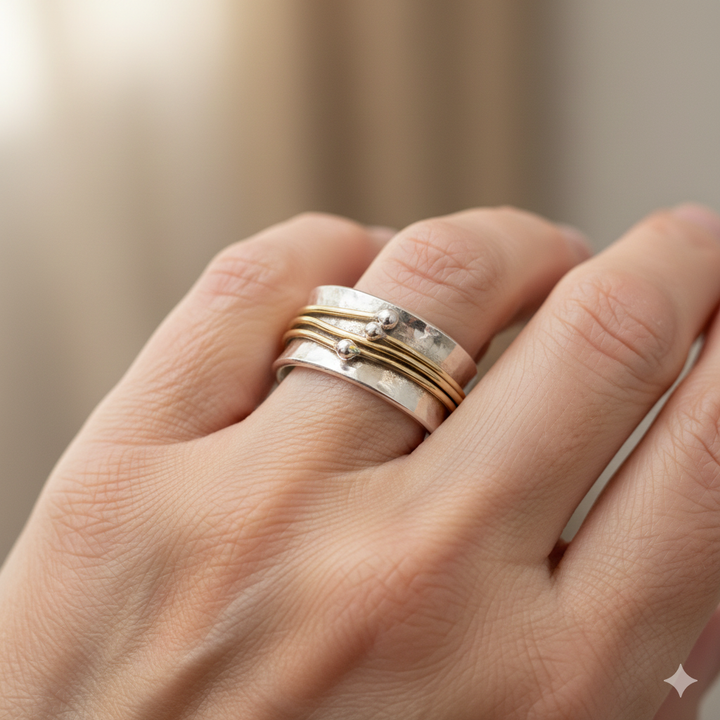 Vintage prsten zlato stříbro vrstvy