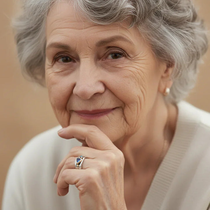 Vintage modrý prsten