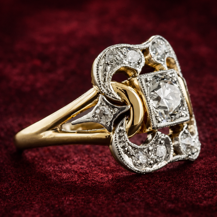 Elegantní vintage zlatý prsten zirkonie