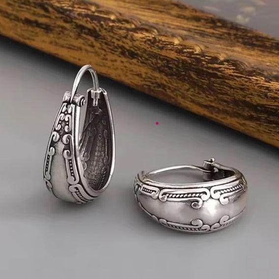 Vintage stříbrné mandala náušnice