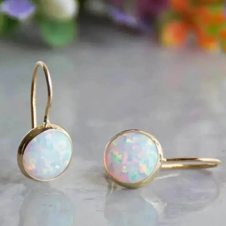 Vintage zlaté náušnice opálový kámen