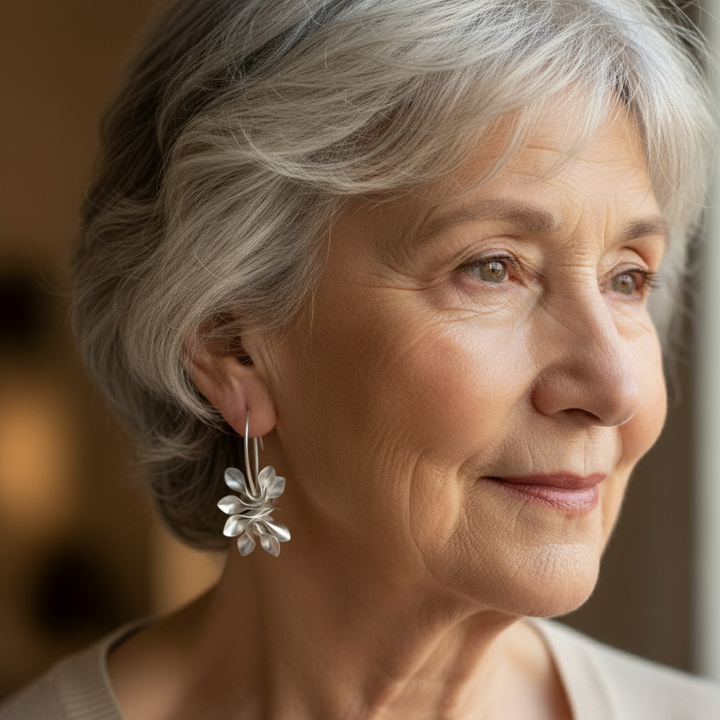 Vintage stříbrné náušnice nepravidelné květy