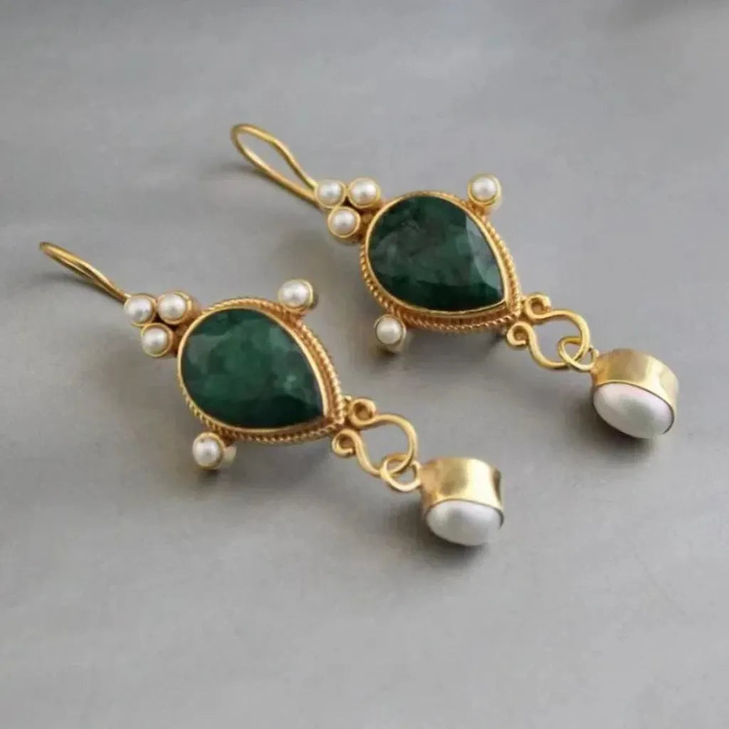 Vintage náušnice rubín a sedmikráska