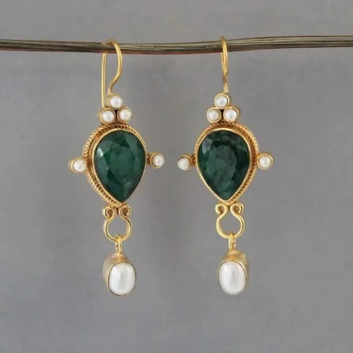 Vintage náušnice rubín a sedmikráska