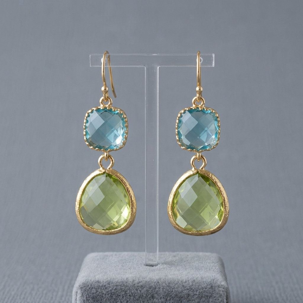 Vintage náušnice tyrkys a měsíční kámen