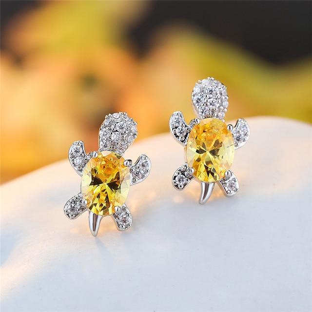 Náušnice mořská želva zirkonium stříbro